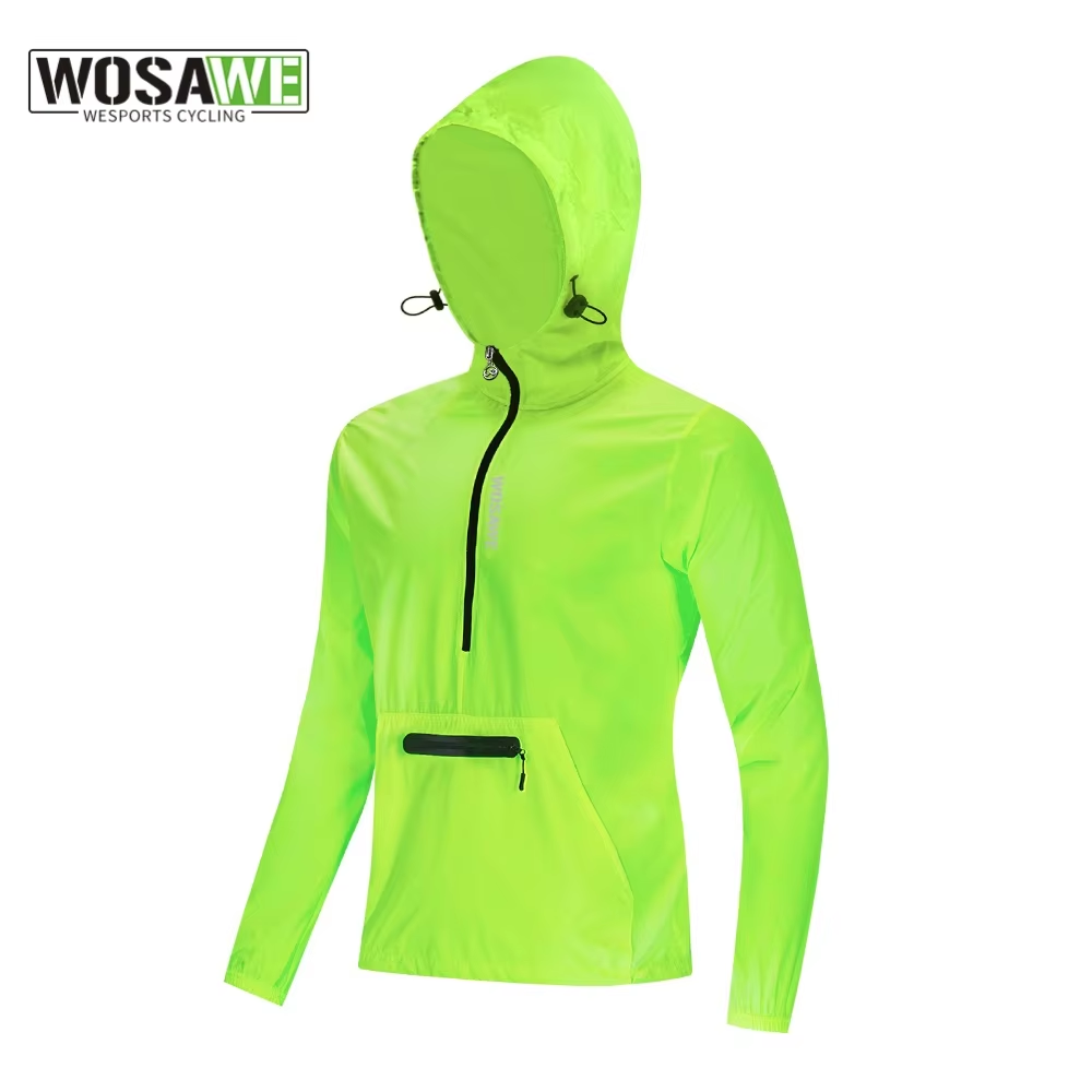 Reflective Running Jacket - WOSAWE วินพรูฟเสื้อแจ็คเก็ตวิ่งมีฮู้ดสะท้อนแสงกันฝนผู้หญิงผู้ชายยิมเสื้อกีฬาเสื้อกันลมสำหรับปั่นจักรยาน