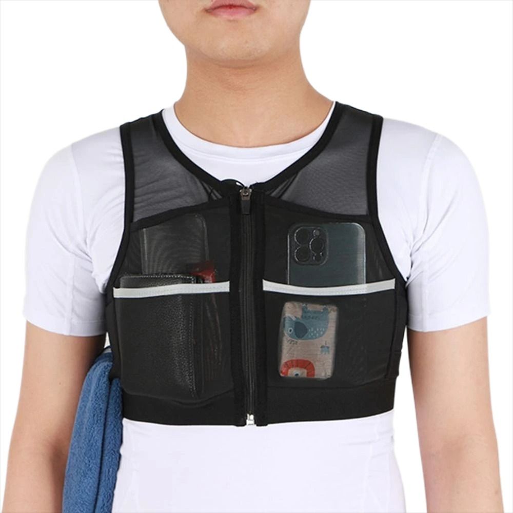 Reflective Running Jacket - เสื้อแจ็คเก็ตวิ่งสะท้อนแสงความจุขนาดใหญ่สำหรับผู้ชายและผู้หญิงกระเป๋าใส่วิ่งเป้ใส่วิ่งกระเป๋าหน้าอกวิ่งมาราธอนกระเป๋าเสื้อกั๊ก