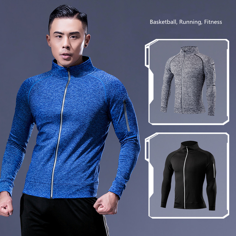 Reflective Running Jacket - เสื้อแจ็คเก็ตวิ่งออกกําลังกายผู้ชาย, เสื้อโค้ทซิปฝึกซ้อม, ชุดกีฬา, แขนยาว, เสื้อสเวตเตอร์จ๊อกกิ้ง, เสื้อผ้าออกกําลังกาย,