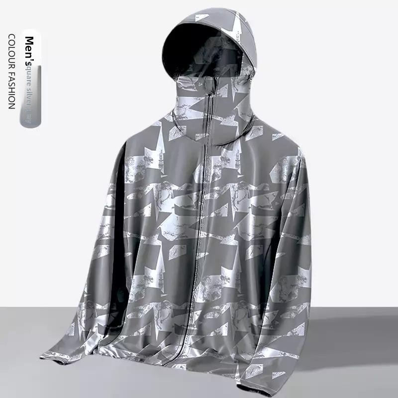 Reflective Running Jacket - เสื้อแจ็คเก็ตป้องกันแสงแดดแบบมีฮู้ดสำหรับฤดูร้อนแบบหลวมๆ สำหรับวิ่ง กีฬา และตกปลา