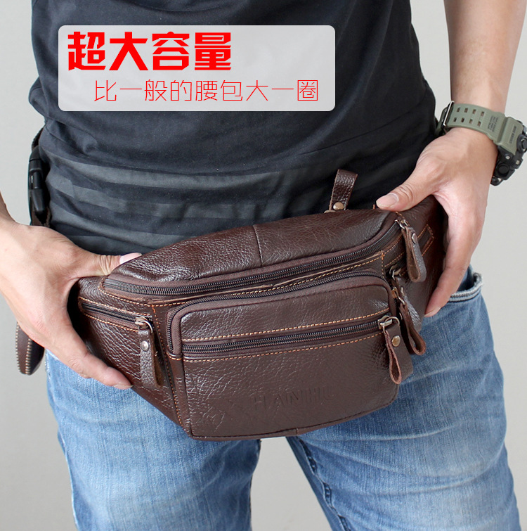 Running Gear To Hold Phone - ของแท้ Cowhide หนังเอวกระเป๋าผู้ชายตลกแพ็คกระเป๋าเข็มขัดกระเป๋าโทรศัพท์หลายกระเป๋าเดินป่าวิ่งและขี่จักรยานกระเป๋า fanny pack