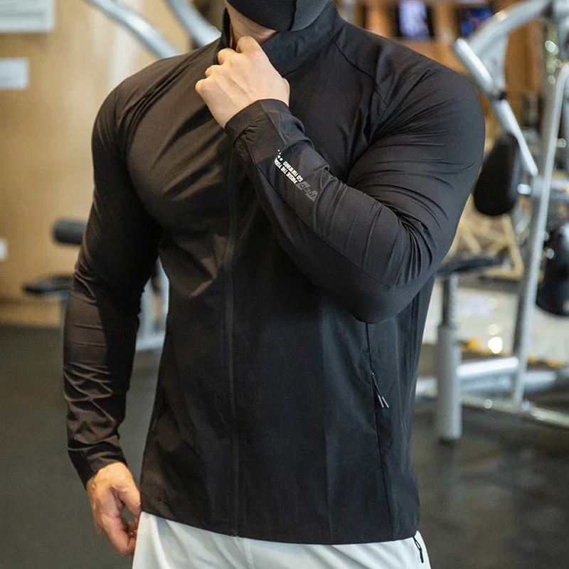 Reflective Running Jacket - เสื้อแจ็คเก็ตผู้ชายผ้าไอซ์ซิลค์ แห้งเร็ว สำหรับเดินป่า เล่นบาสเก็ตบอล วิ่ง ออกกำลังกาย