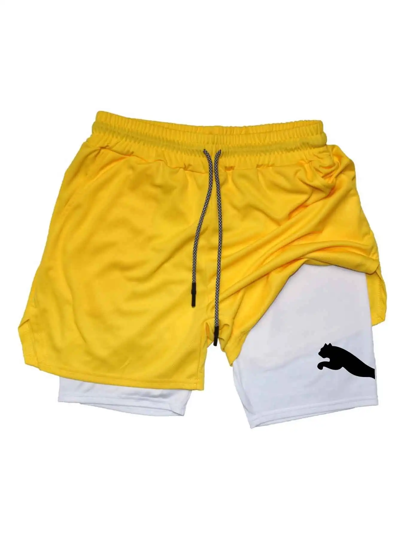 กางเกงขาสั้นกีฬาพิมพ์ลาย 2-in- - Running Gear Men บทวิจารณ์และราคา