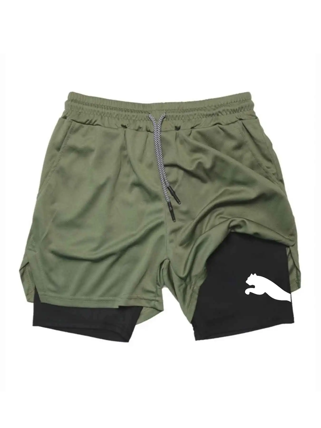 กางเกงขาสั้นกีฬาพิมพ์ลาย 2-in- - Running Gear Men บทวิจารณ์และราคา