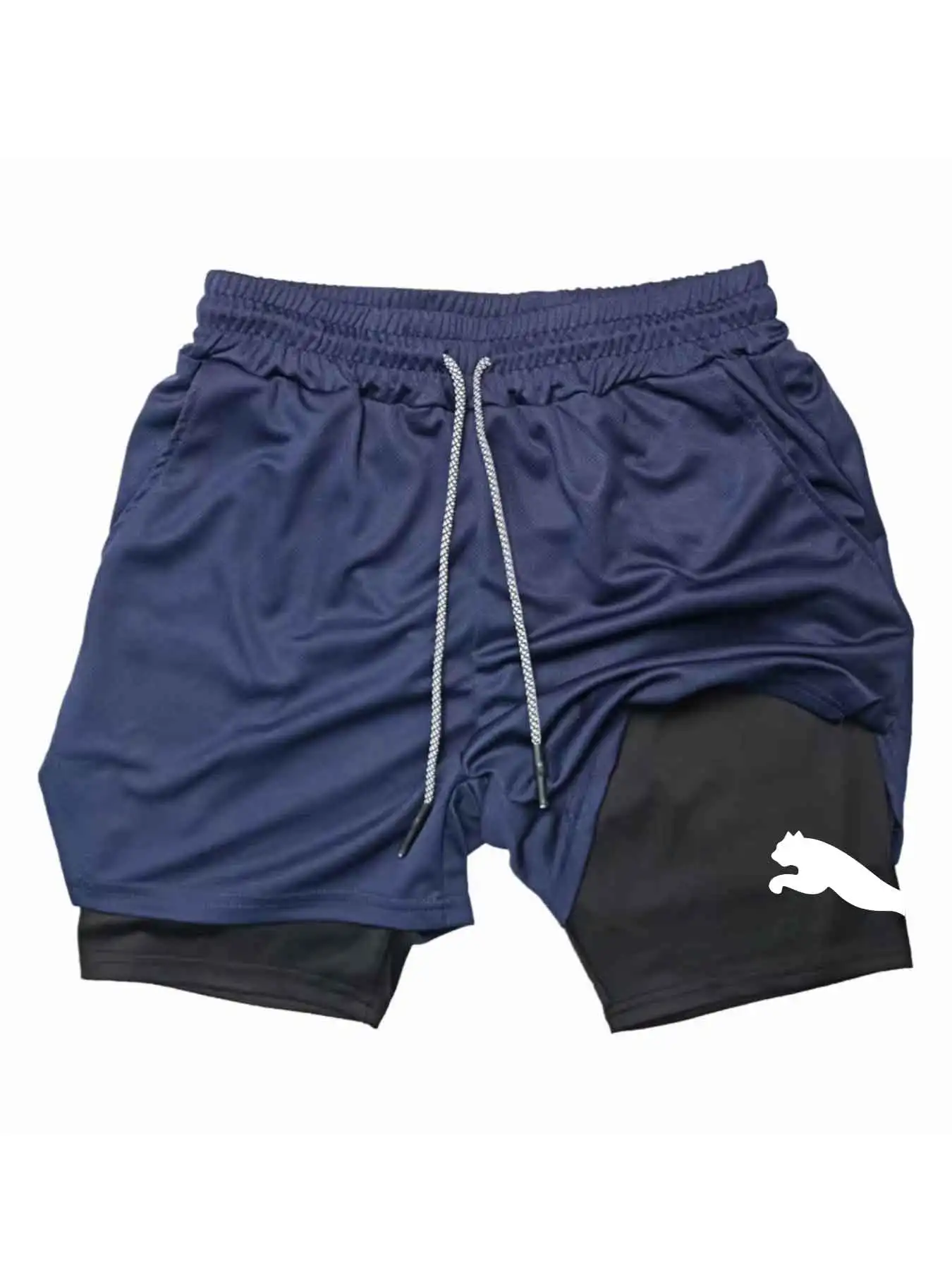 กางเกงขาสั้นกีฬาพิมพ์ลาย 2-in- - Running Gear Men บทวิจารณ์และราคา